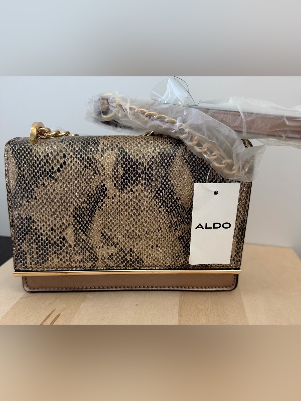 NWT ALDO Snake-Print Crossbody Bag in Copper and Black